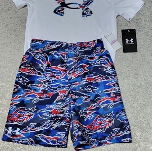 NEW UNDER ARMOUR  Boys 2 Piece Shirt and Shorts Swimwear Matching Set Size 6